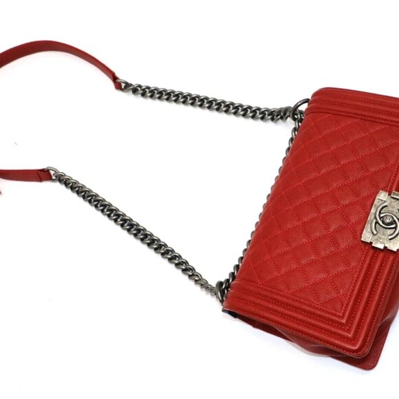 CHANEL Caviar Quilted Medium Boy Flap Dark Red 23141707 - Picture 7 of 16